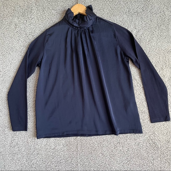 Banana Republic Mixed Media Ruffle Mock-Neck Top - Picture 6 of 11